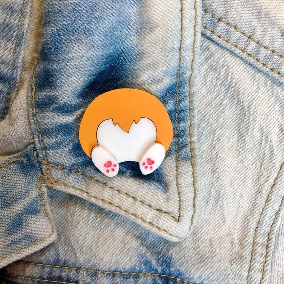 Pembroke Corgi  Dog Butt Acrylic Pin - Picture 1 of 3